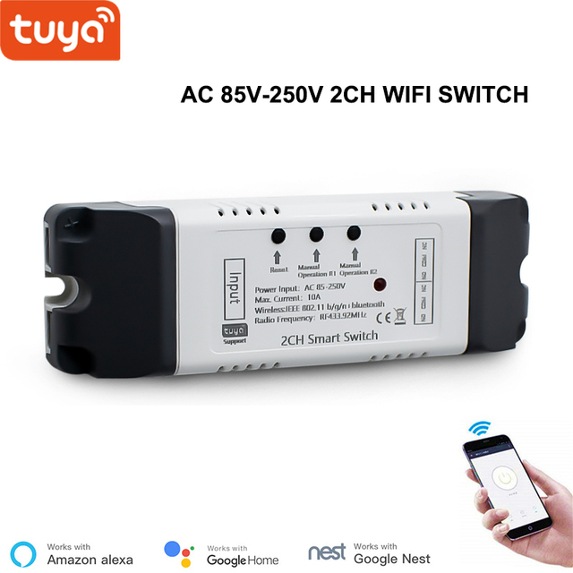 Tuya Smart Garage Door Opener WiFi RF 1/2/4CH Controller Relay Switch Timer Works with Alexa Google Home Voice Command