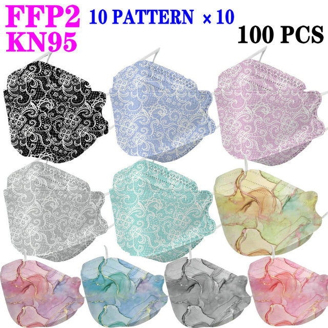 KN95 FFP2 Unique Print Fish Mask Mascarillas CE Protective Breathing Dust Anti-Fog Adult Colorful Masques