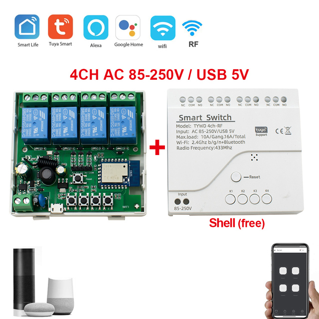 Tuya WiFi Smart Garage Door Opener Controller App Remote Key Control Works with Alexa Google Assistant Voice Commands