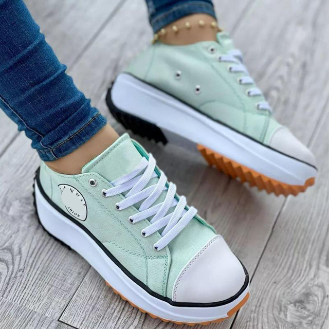 2022 Spring Low-top Sneaker Women Shoes Thick-soled Candy Color Flats Canvas Shoes Female Lady Platform Sneakers Dropshipping