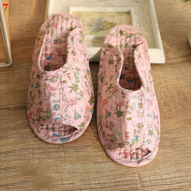 Small floral slippers pastoral fabric soft-soled household cotton slippers warm breathable non-slip light beautiful cotton slippers