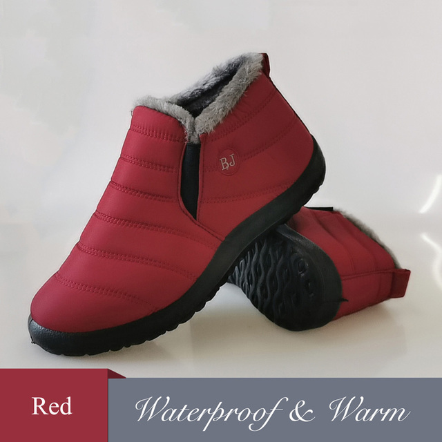 Snow Boots Women Shoes Warm Plush Fur Ankle Boots Winter Female Slip On Waterproof Flat Casual Shoes Ultralight Boots