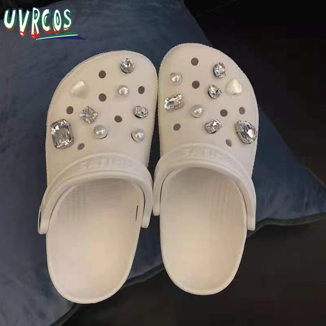 1 مجموعة اليدوية croبها بنفسك Crocs Charms بلينغ JIBZ إبزيم حجر الراين اكسسوارات سلسلة معدنية تسد حديقة حذاء الديكور الفتيات 지지