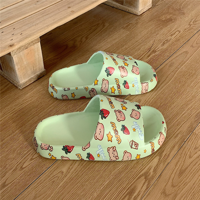 Cute Cow Slippers Female Summer Home Indoor Slippers Slides Non-slip Bath Shoes Beach Sandals Outdoor Comfortable Platform