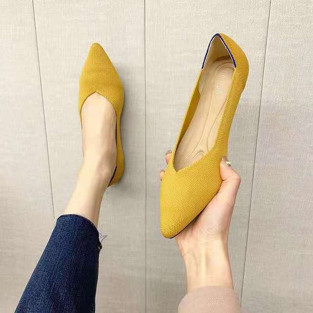 Spring and autumn flat shoes fashion leisure women's flat shoes pointed knitting elastic comfortable boutique shoes