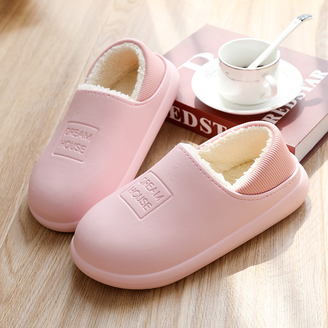 2021 winter women slippers eva waterproof warm plush home shoes ladies non-slip indoor soft sole cotton slides couple shoes