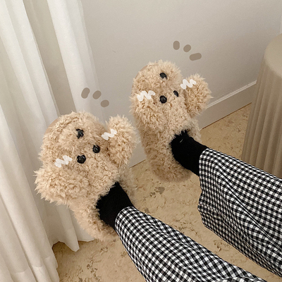 Women Cute Animal Slippers Girls Fashion Kawaii Fluffy Winter Warm Slippers Cartoon Milk Cow House Funny Slippers Chaussure Femme