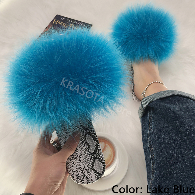 Square Toe Slippers Luxury Summer Fluffy Slippers Women Real Fur Slides Shoes Indoor Home Outdoor House 36 37 38 39 40 41 42 43