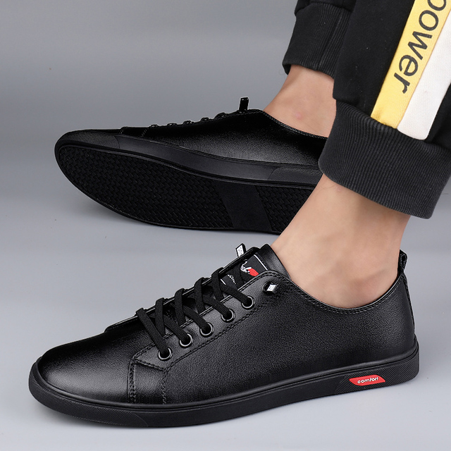 Men's Genuine Leather Casual Shoes Fashion Designers Flats Black Sneaker High Quality Minimalist Shoes For Men Vulcanized Shoes