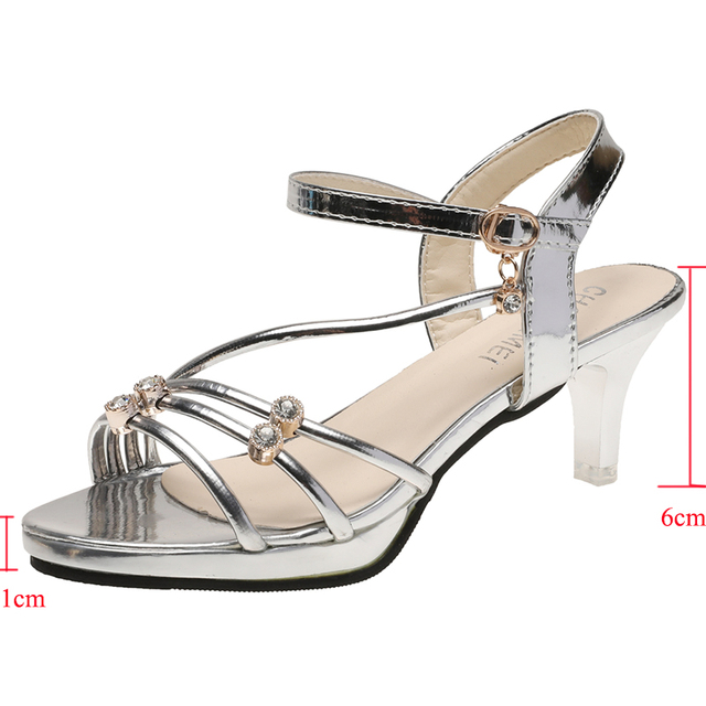 Lucyever Crystal Thin High Heels Sandals Women 2022 Summer Ankle Strap Platform Sandal Woman Gold Silver Ladies Party Shoes