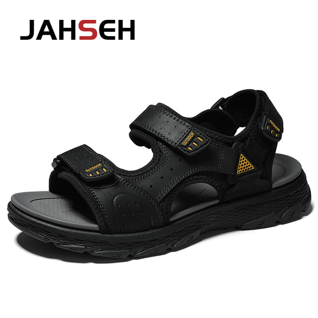 Genuine Leather Men Sandals Summer Men Beach Shoes Man Brand Fashion Slippers Summer Outdoor Casual Walking Shoes Sneakers