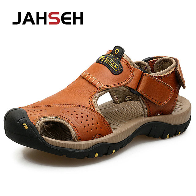 Genuine leather men's sandals summer new large size men's beach shoes men outdoor casual shoes fashion walking shoes slippers