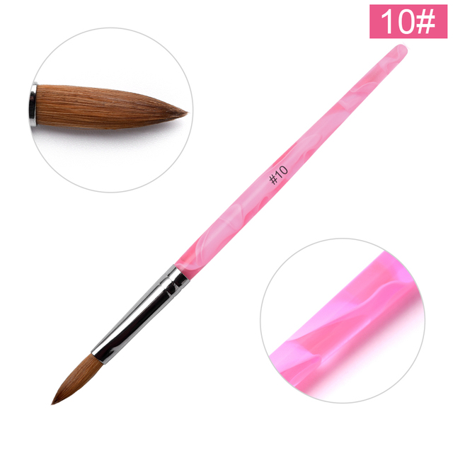 KADS Acrylic Nail Brush Curly Kolinsky Sable UV Nail Art Gel Extension Brush Manicure Flat Round Brush Red Wood Nail Brush