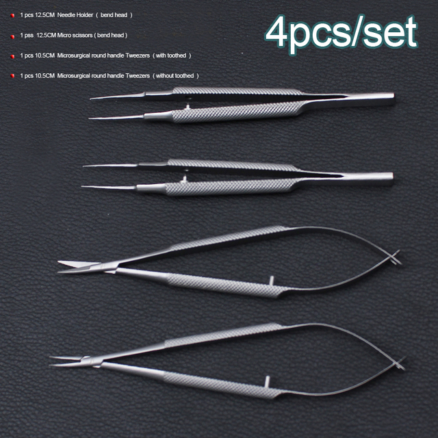 New Eye Microsurgery Instruments 12.5cm Scissors + Needle Holders + Forceps Stainless Steel Surgical Tool