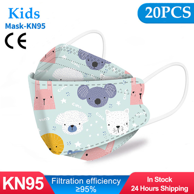 Kn95 Masks Kids fpp2 Approved Mask for Baby Fish Printed Cartoon Mouth Mask KN95 Mascarilla Infantil kf94fan ffp2fan Ninos