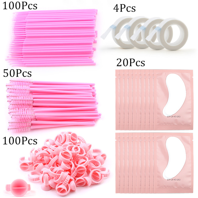 Eyelashes Extension Supplies Lashes Set Micro Brush Tape Glue Ring Eye Pad Disposable Mascara Applicator Eyelashes Tool