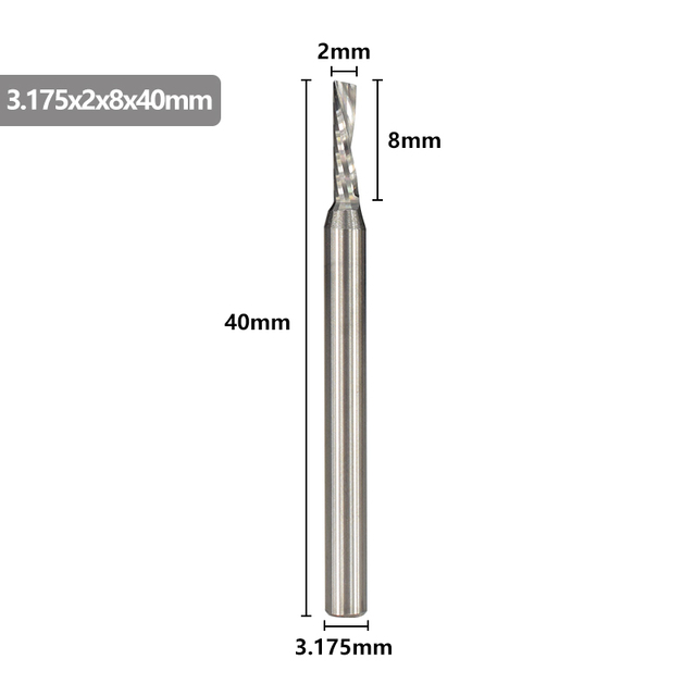 XCAN - Single Carbide Cutting Machine, 3.175mm (1/8"), CNC Router, 1-3.175mm Diameter, for Aluminum Cutting