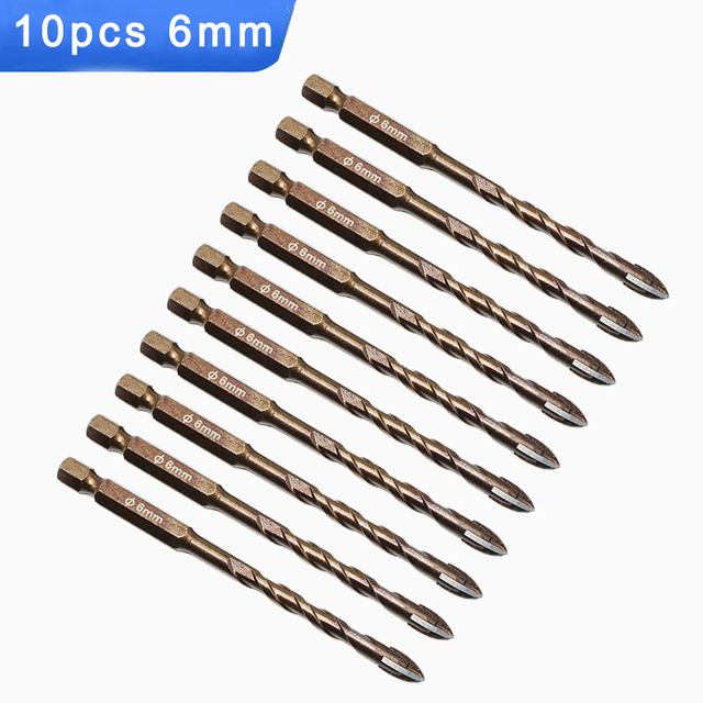 Justing Lau 7pcs/set Cross Hex Tile Bits Cup Ceramic Concrete Hole Opener Alloy Triangle Drill Size 3/4/5/6/8/10/12mm