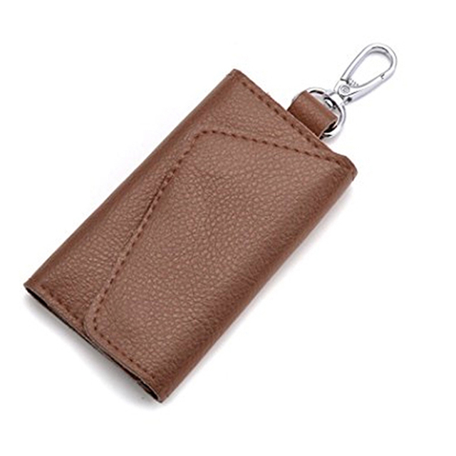 New Key Card Holder Wallet Genuine Leather Unisex Solid Key Wallet Organizer Bag Car Housekeeper Purse Card Holder