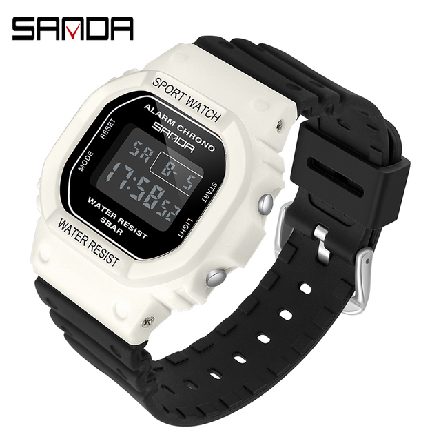 SANDA Fashion Simple Sports Watch Women Casual Military Watches Alarm Clock Shock Resistant Waterproof Digital Watches Female 293