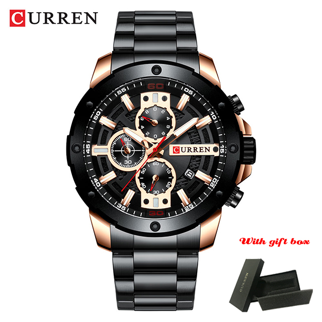 CURREN Luxury Military Waterproof Sport Stainless Steel Men's Watch Fashion Business Quartz Watch for Men relogio masculino