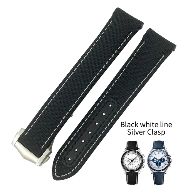 19mm 20mm Nylon Canvas Watch Strap for Omega 300 AT150 Fabric Leather Aqua Terra 150 Blue 21mm 22mm Watchband Buckle