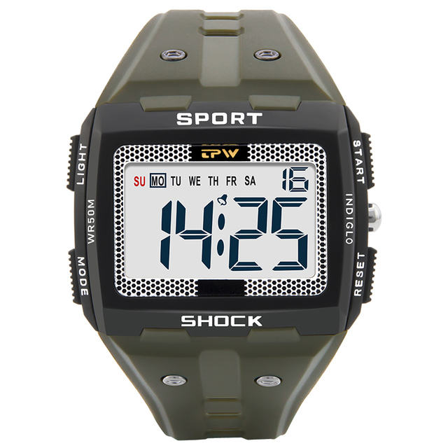 Super scratch resistant easy to read 50m outdoor sports waterproof digital watch