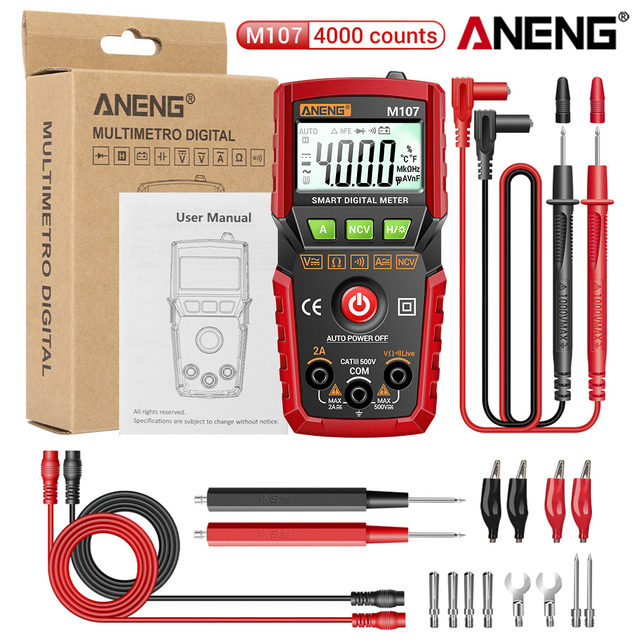 ANENG M107 Mini Digital Multimeter 4000 count Auto tester digital multimetre profesional testeur electrique multímetro test