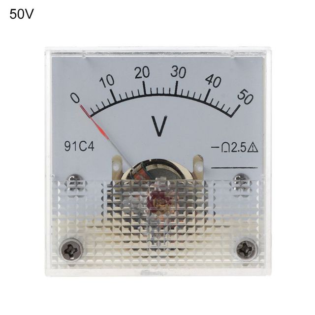 91C4 DC Voltmeter Analog Panel Voltage Meter Mechanical Pointer Type 3/5/10/15/20/30/50/100/150/250V E1PD