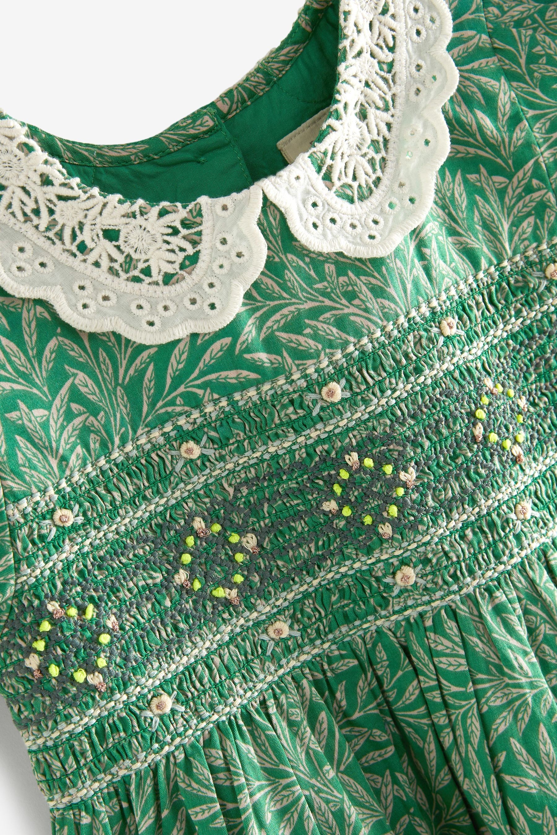 Lace Collar Shirred Cotton Dress (3mths-8yrs)