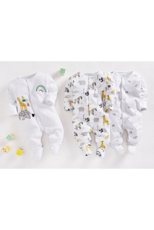 3 Pack Delicate Appliqué Baby Sleepsuits (0-2yrs)