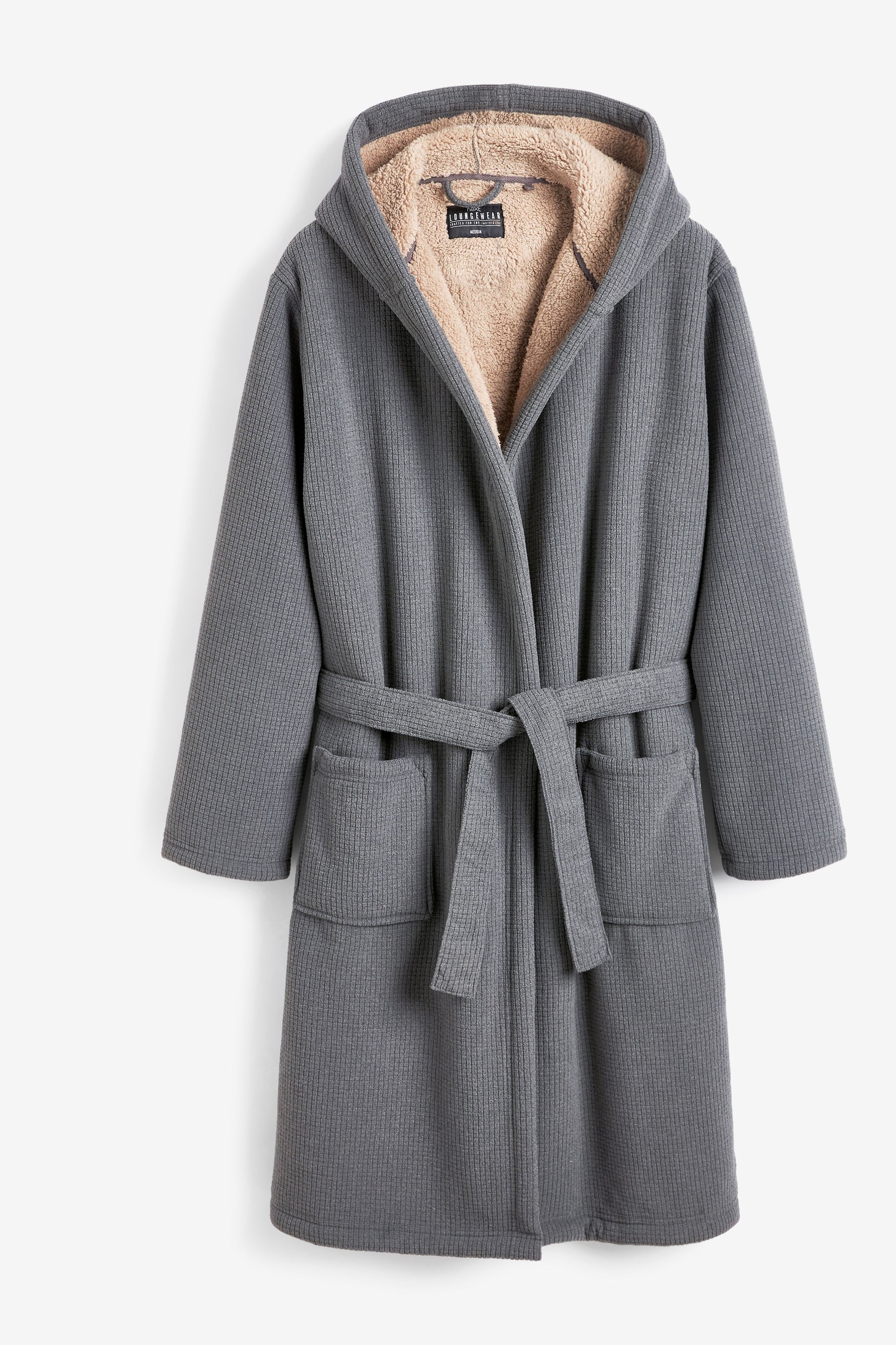 Borg Lined Hooded Dressing Gown