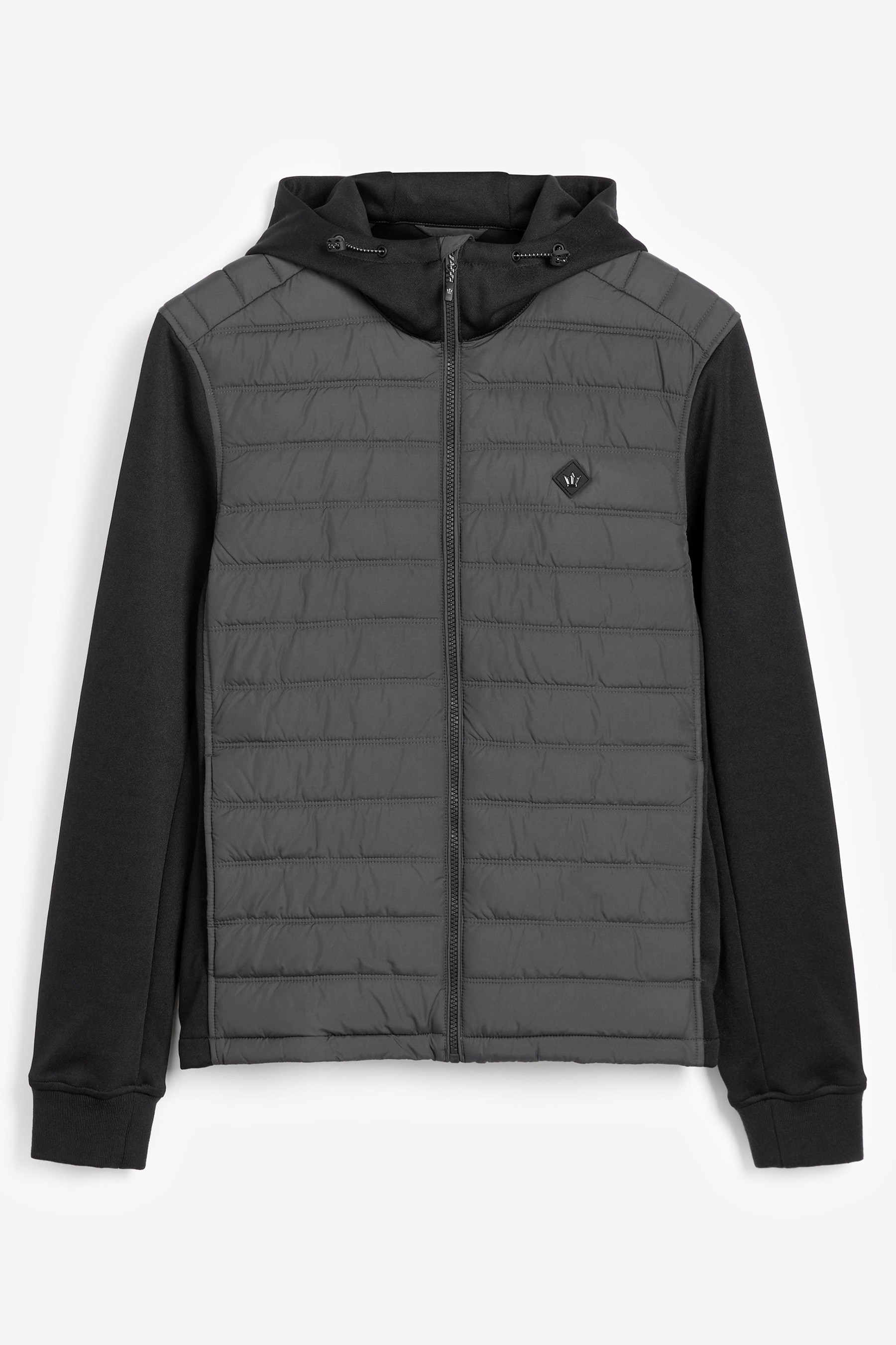 Jersey Sleeve Quilted Hooded Jacket