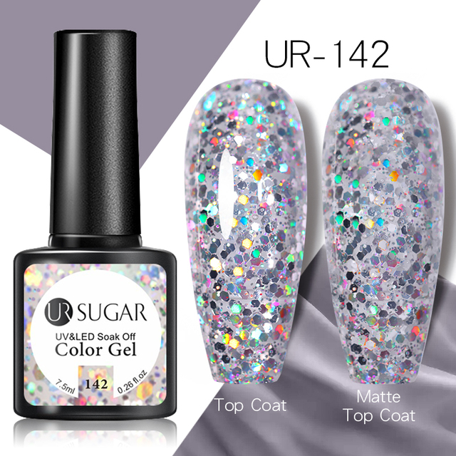 UR Sugar Fluorescent Reflective Gel Holographic Gel Nail Polish Shine Neon Glitter Semi Permanent Soak Off UV LED Nail Gel