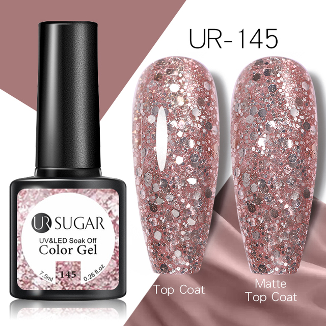 UR Sugar Fluorescent Reflective Gel Holographic Gel Nail Polish Shine Neon Glitter Semi Permanent Soak Off UV LED Nail Gel