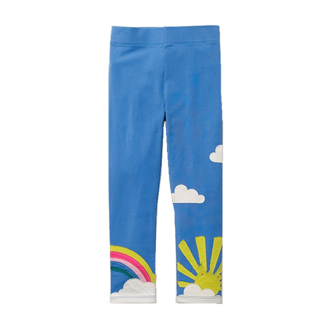 Seieroad Kids 2-7 Years Baby Long Pants Rainbow Embroidery Baby Pants Children Pants Baby Pants