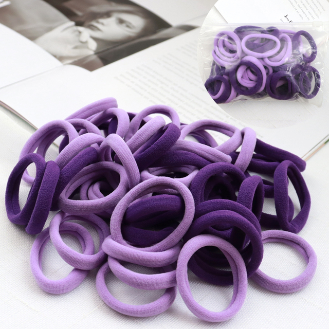 Girls 50pcs Colorful Nylon Small Elastic Hair Bands Hair Accessories Ponytail Holder Children Scrunchie Headband Kids Hair