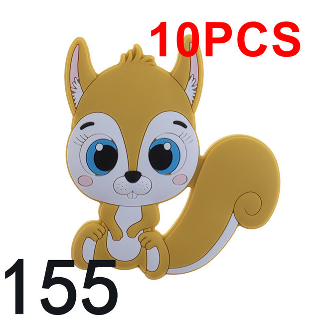 10pcs Silicone Squirrel Baby Teether Cartoon Rodent Necklace Bpa Free Nursing Small Animal Newborn Chew Teething Necklace Toys