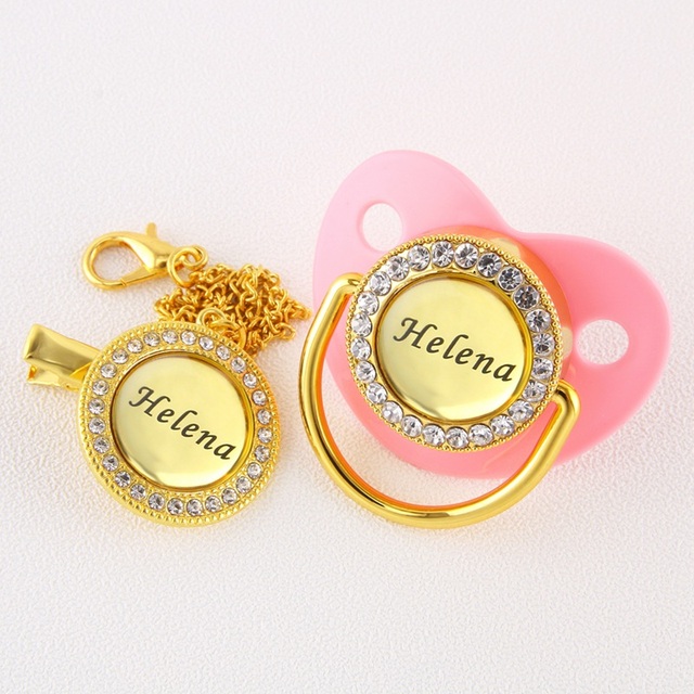 BlingBling Clear Pacifier and Snipper Customized Name Name Sacrifice Baby Sucette Newborn Feeding BPA Free Baby Shower Gifts