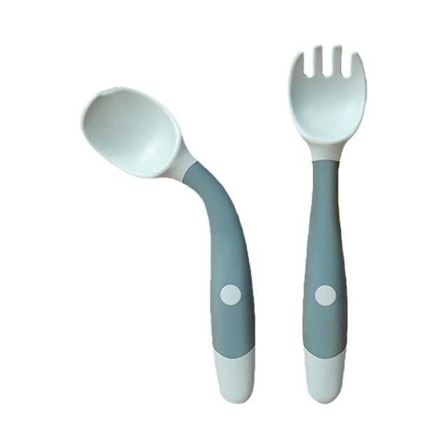 Baby Children Spoon Fork Set Soft Bendable Silicone Scoop Fork Cutlery Set Kid Training Feeding Cutlery Utensils