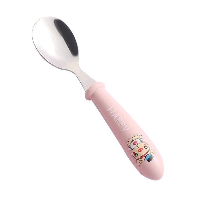 Baby Kids Cartoon Cute Spoon Fork Stainless Steel Tableware Training Learn Food Feeding Scoop Fork Utensils For Baby