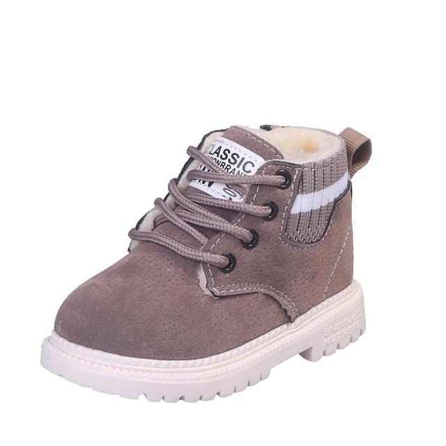 Autumn Winter Children's Shoes Martin Boots Boys Shoes Soft Leather Anti-slip Girls Shoes 21-30 Running Sneakers