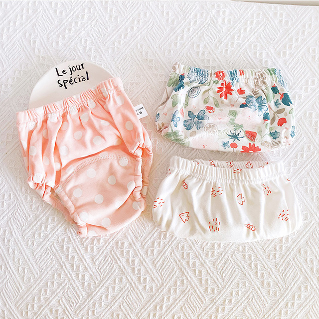 3 Pieces/Lot Baby Training Pants 6 Layers Baby Cloth Diapers Reusable Washable Cotton Elastic Waist Cloth Diaper 8-18kg Nappy