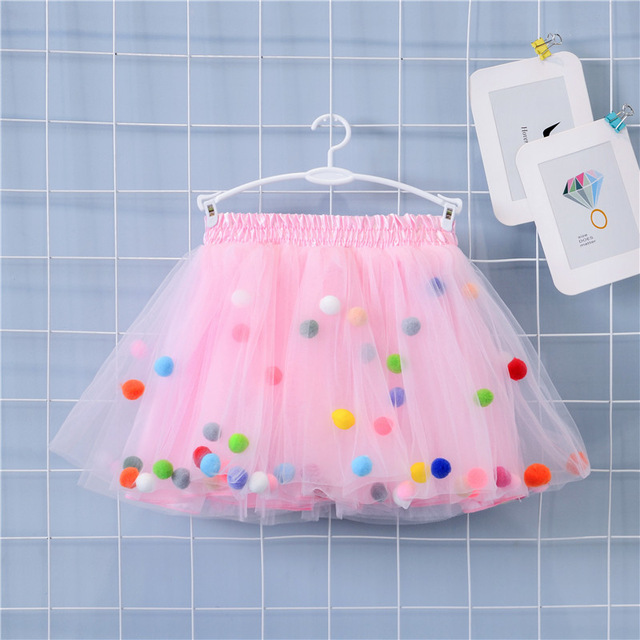 2022 New Arrival Infant Mulity Colorful Tulle Tutu Skirt Pom Pom Princess Mini Dress Children's Clothing Pettiskirt Girl Clothes