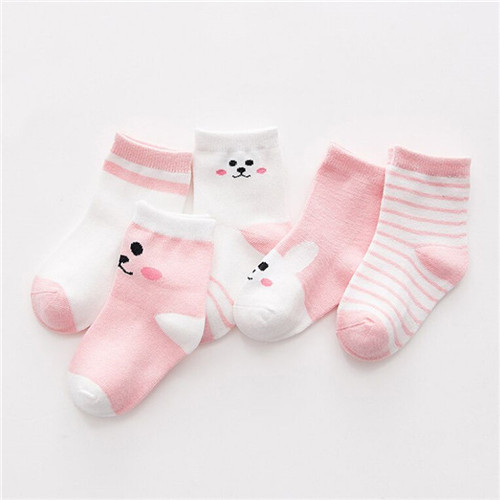 Laadka 5pairs/set Striped Cotton Newborn Baby Boys Girls Socks Cartoon Fashion Socks for Girls Boys Toddler Clothes Accessory