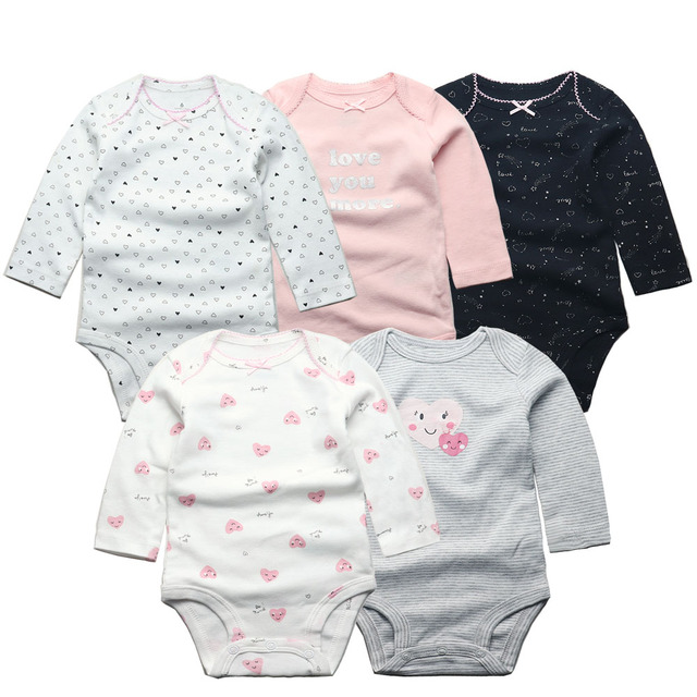 3/4/5pcs Baby Spring Autumn Outerwear Long Sleeve 100% Cotton Boys Girls Clothes Newborn 0-24 Months Clothes