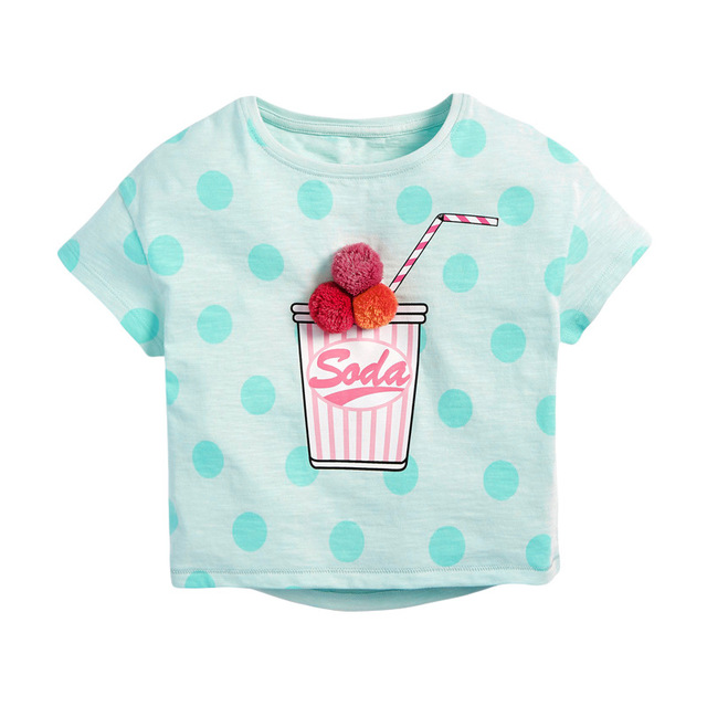 Little maven summer clothes full cotton T-shirt blue baby girls cat lovely and comfortable clothes for baby infant kids 2 to7 yea