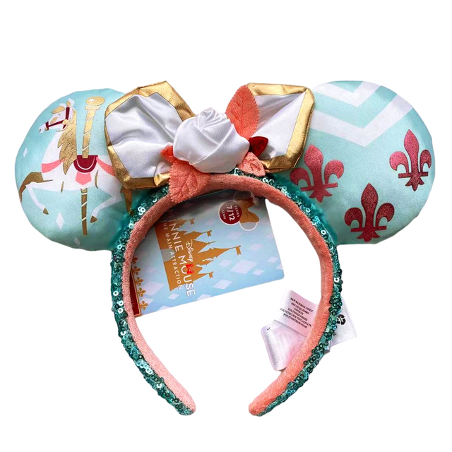 New Disney Mickey Mouse Ears Headband Space Lunar Mountain New Year Minnie Bow Pink Sequins Cartoon Anime Headdress Headband Gif