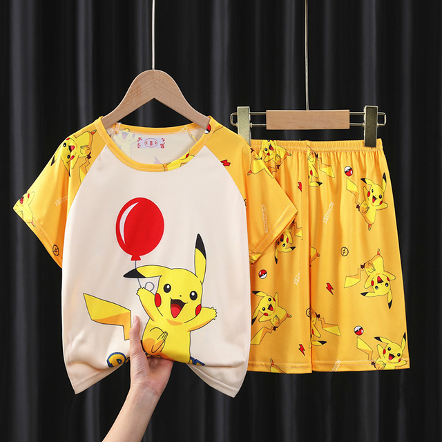 2022 Summer New Pokemon Children's Pajamas Set Cartoon Cozy Boys Girls Kawaii Pikachu Kids Clothes Gift Homewear Wholesale