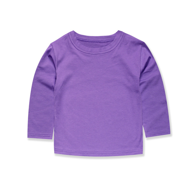 Boys Girls Full Sleeve T-Shirt Plain Cotton T-Shirt For Kids Casual Wear Kids Solid Tees Girls Tops For 2-14 Years